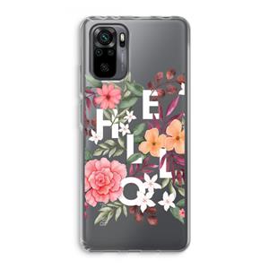CaseCompany Hello in flowers: Xiaomi Redmi Note 10 Pro Transparant Hoesje