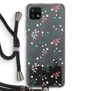 CaseCompany Small white flowers: Samsung Galaxy A22 5G Transparant Hoesje met koord