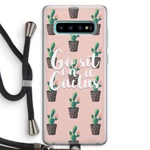 CaseCompany Cactus quote: Samsung Galaxy S10 Plus Transparant Hoesje met koord