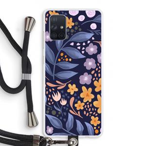CaseCompany Flowers with blue leaves: Samsung Galaxy A71 Transparant Hoesje met koord