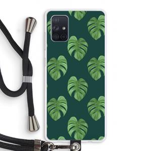 CaseCompany Monstera leaves: Samsung Galaxy A71 Transparant Hoesje met koord