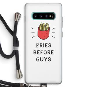 CaseCompany Fries before guys: Samsung Galaxy S10 Plus Transparant Hoesje met koord