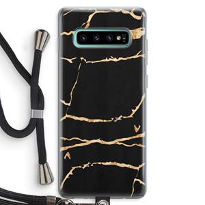 CaseCompany Gouden marmer: Samsung Galaxy S10 Plus Transparant Hoesje met koord
