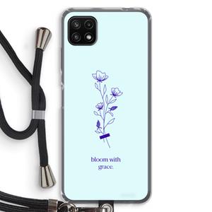 CaseCompany Bloom with grace: Samsung Galaxy A22 5G Transparant Hoesje met koord