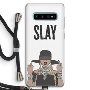 CaseCompany Slay All Day: Samsung Galaxy S10 Plus Transparant Hoesje met koord