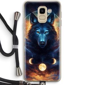 CaseCompany Wolf Dreamcatcher: Samsung Galaxy J6 (2018) Transparant Hoesje met koord