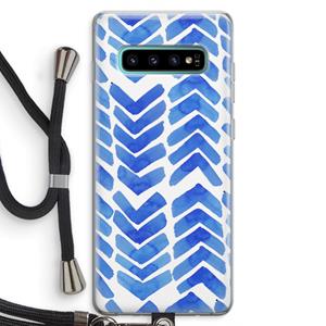 CaseCompany Blauwe pijlen: Samsung Galaxy S10 Plus Transparant Hoesje met koord