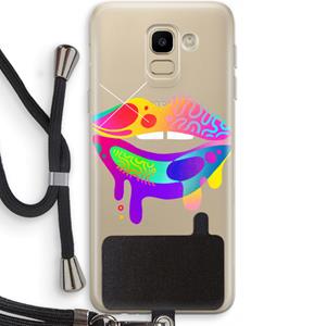 CaseCompany Lip Palette: Samsung Galaxy J6 (2018) Transparant Hoesje met koord