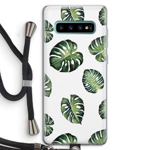 CaseCompany Tropische bladeren: Samsung Galaxy S10 Plus Transparant Hoesje met koord