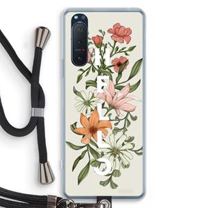 CaseCompany Hello bloemen: Sony Xperia 5 II Transparant Hoesje met koord