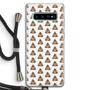 CaseCompany Poop emoji: Samsung Galaxy S10 Plus Transparant Hoesje met koord
