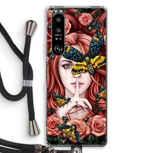 CaseCompany Lady Moth: Sony Xperia 1 III Transparant Hoesje met koord