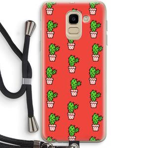 CaseCompany Mini cactus: Samsung Galaxy J6 (2018) Transparant Hoesje met koord