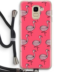 CaseCompany Flamingo: Samsung Galaxy J6 (2018) Transparant Hoesje met koord