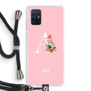 CaseCompany Pink Bouquet: Samsung Galaxy A71 Transparant Hoesje met koord