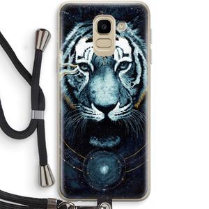CaseCompany Darkness Tiger: Samsung Galaxy J6 (2018) Transparant Hoesje met koord
