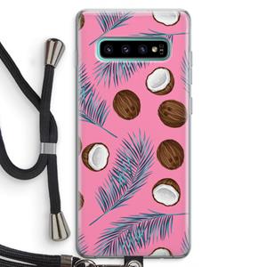 CaseCompany Kokosnoot roze: Samsung Galaxy S10 Plus Transparant Hoesje met koord