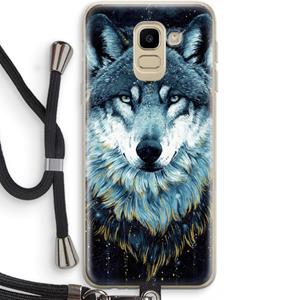 CaseCompany Darkness Wolf: Samsung Galaxy J6 (2018) Transparant Hoesje met koord
