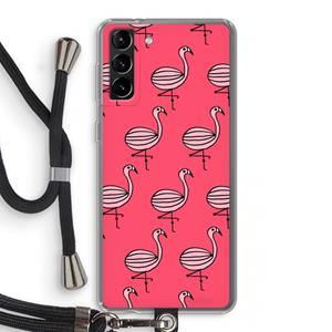 CaseCompany Flamingo: Samsung Galaxy S21 Plus Transparant Hoesje met koord