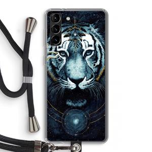 CaseCompany Darkness Tiger: Samsung Galaxy S21 Plus Transparant Hoesje met koord