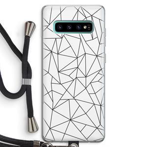 CaseCompany Geometrische lijnen zwart: Samsung Galaxy S10 Plus Transparant Hoesje met koord