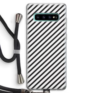 CaseCompany Strepen zwart-wit: Samsung Galaxy S10 Plus Transparant Hoesje met koord