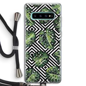 CaseCompany Geometrische jungle: Samsung Galaxy S10 Plus Transparant Hoesje met koord