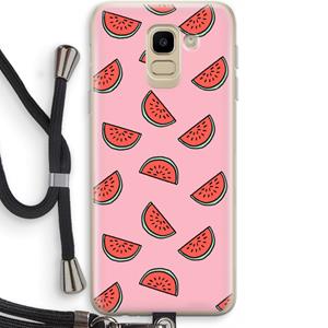 CaseCompany Watermeloen: Samsung Galaxy J6 (2018) Transparant Hoesje met koord