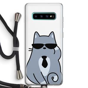 CaseCompany Cool cat: Samsung Galaxy S10 Plus Transparant Hoesje met koord