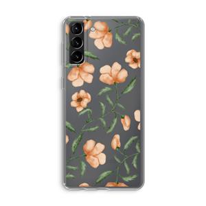 CaseCompany Peachy flowers: Samsung Galaxy S21 Plus Transparant Hoesje