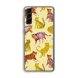 CaseCompany Cute Tigers and Leopards: Samsung Galaxy S21 Plus Transparant Hoesje