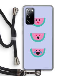 CaseCompany Smiley watermeloen: Samsung Galaxy S20 FE / S20 FE 5G Transparant Hoesje met koord