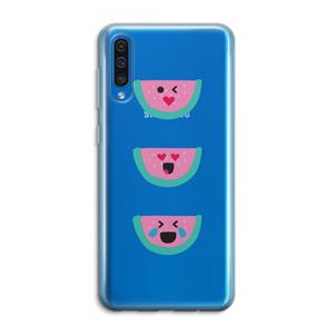 CaseCompany Smiley watermeloen: Samsung Galaxy A50 Transparant Hoesje