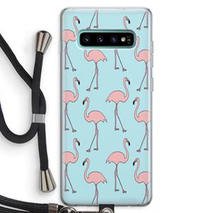 CaseCompany Anything Flamingoes: Samsung Galaxy S10 Plus Transparant Hoesje met koord