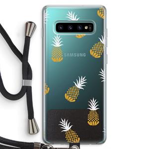 CaseCompany Ananasjes: Samsung Galaxy S10 Plus Transparant Hoesje met koord