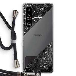 CaseCompany Zwart marmer: Sony Xperia 1 III Transparant Hoesje met koord