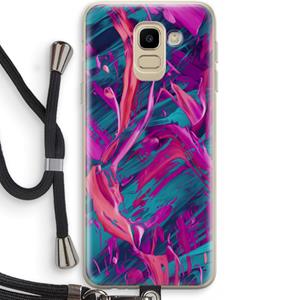CaseCompany Pink Clouds: Samsung Galaxy J6 (2018) Transparant Hoesje met koord