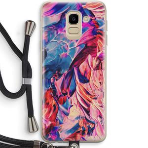 CaseCompany Pink Orchard: Samsung Galaxy J6 (2018) Transparant Hoesje met koord