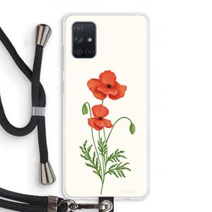 CaseCompany Red poppy: Samsung Galaxy A71 Transparant Hoesje met koord