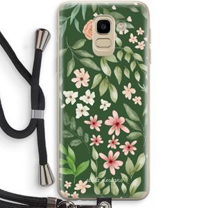 CaseCompany Botanical green sweet flower heaven: Samsung Galaxy J6 (2018) Transparant Hoesje met koord