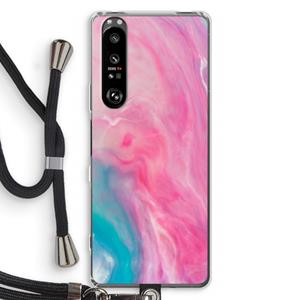 CaseCompany Roze explosie: Sony Xperia 1 III Transparant Hoesje met koord