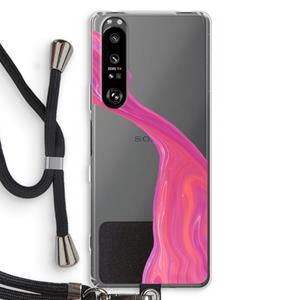 CaseCompany Paarse stroom: Sony Xperia 1 III Transparant Hoesje met koord