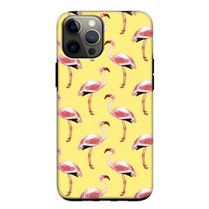 CaseCompany Flamingo's geel: iPhone 12 Pro Tough Case