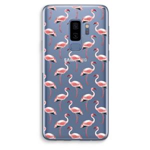 CaseCompany Flamingoprint groen: Samsung Galaxy S9 Plus Transparant Hoesje