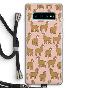CaseCompany Alpacas: Samsung Galaxy S10 Plus Transparant Hoesje met koord