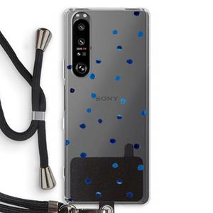 CaseCompany Blauwe stippen: Sony Xperia 1 III Transparant Hoesje met koord