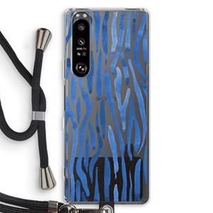 CaseCompany Blauwe nerven: Sony Xperia 1 III Transparant Hoesje met koord