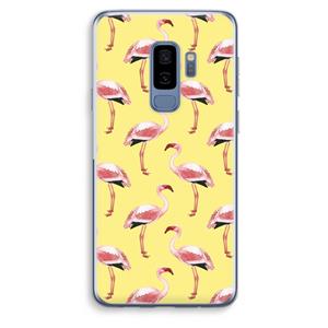 CaseCompany Flamingo's geel: Samsung Galaxy S9 Plus Transparant Hoesje