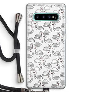 CaseCompany Zwanen: Samsung Galaxy S10 Plus Transparant Hoesje met koord