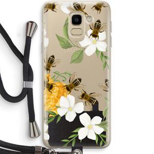 CaseCompany No flowers without bees: Samsung Galaxy J6 (2018) Transparant Hoesje met koord
